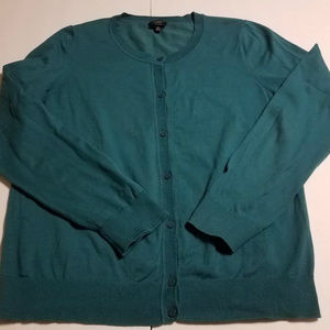 Talbots Dark Teal Pima Cotton Cardigan Sweater XL